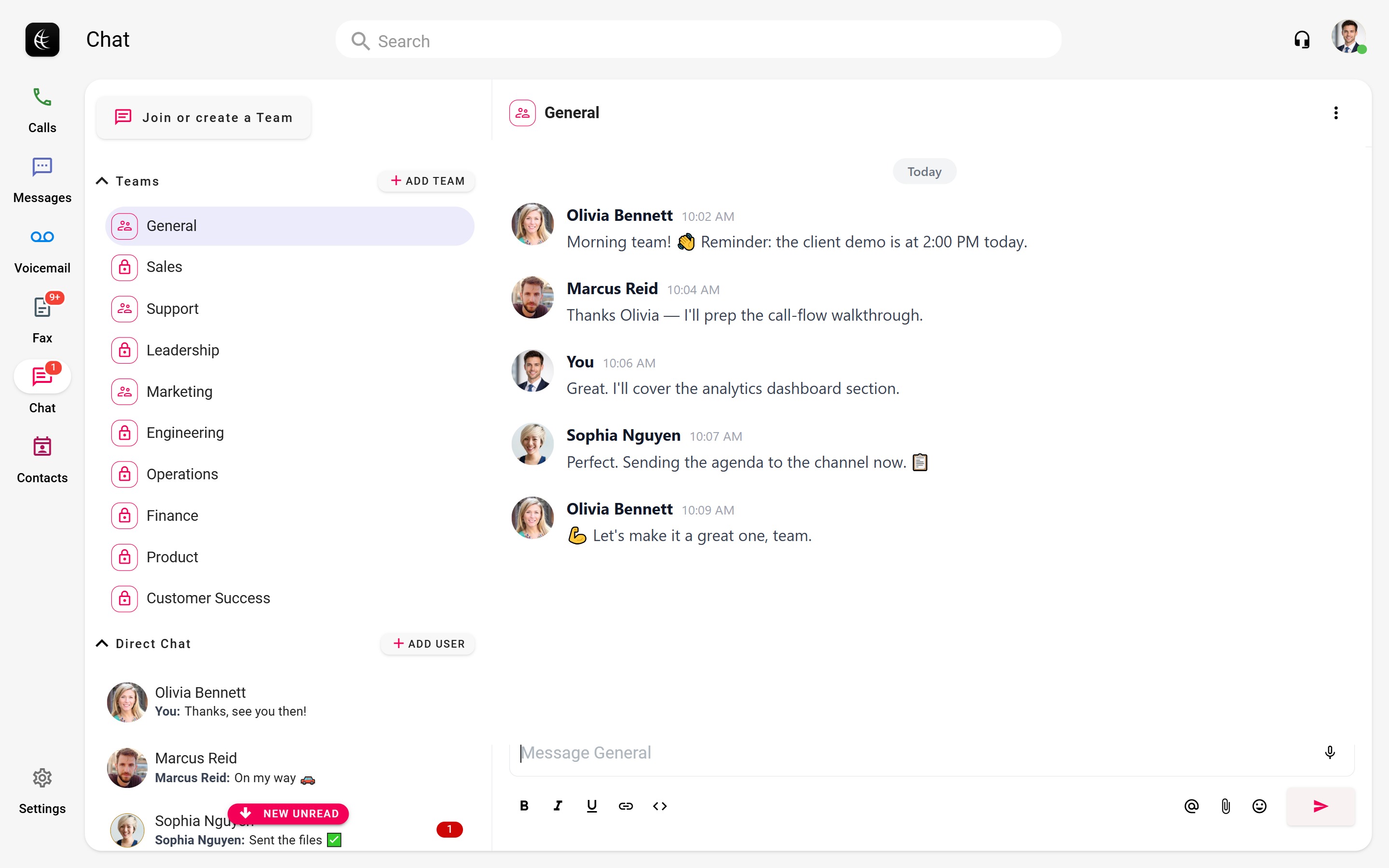 Teleconsole desktop: team chat