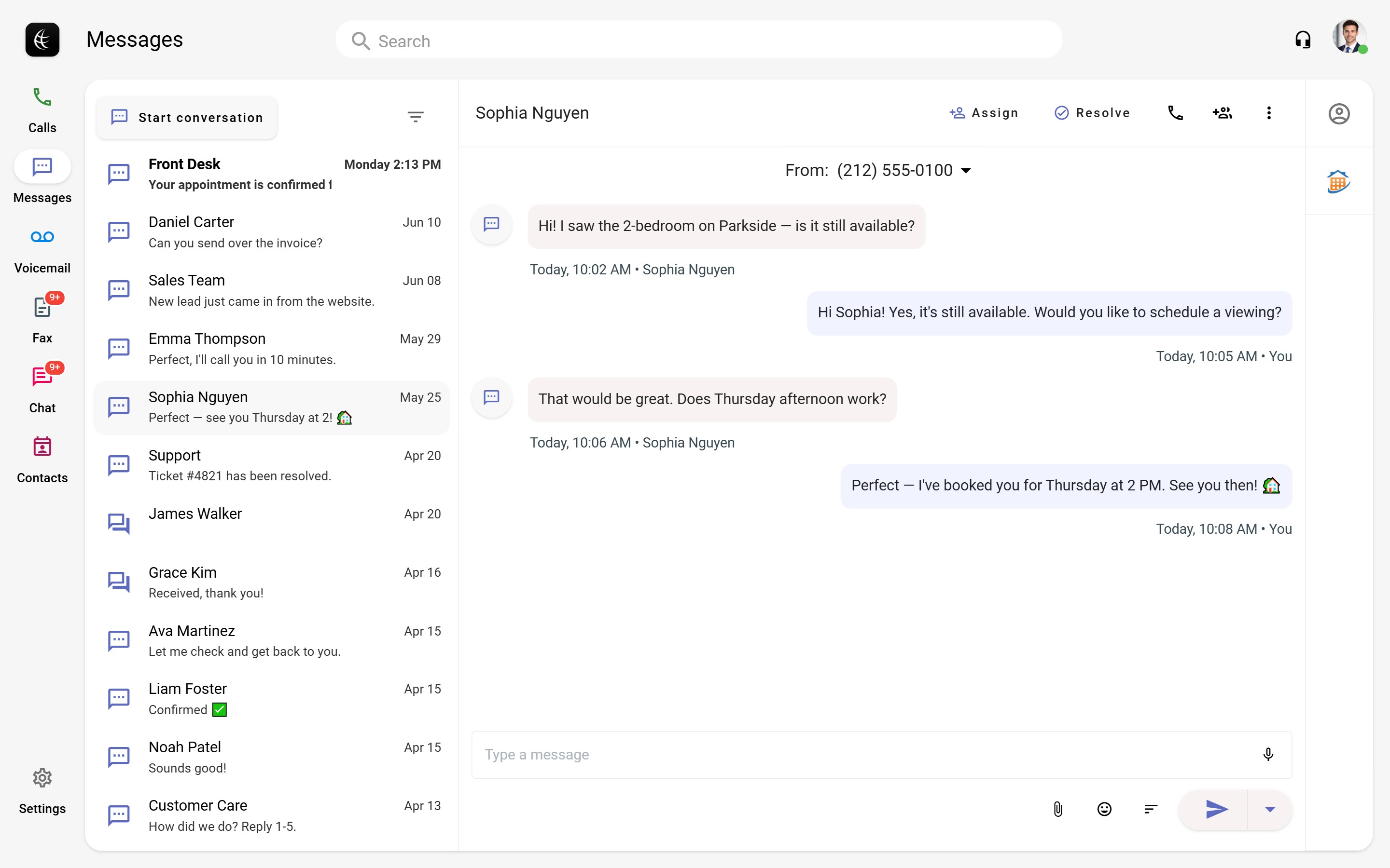 Teleconsole desktop: business SMS messaging
